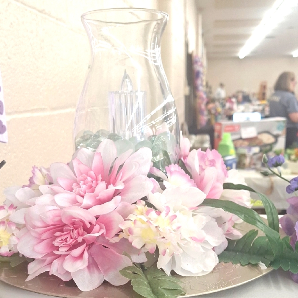 Pink and White Faux Floral Accents